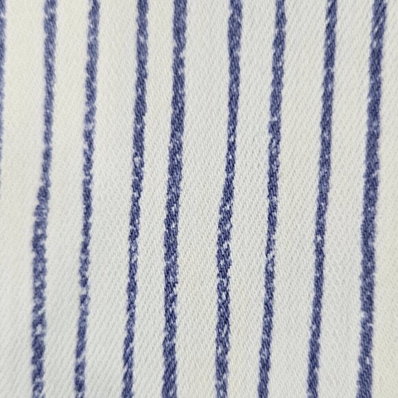 Chico's So Slimming Girlfriend Crop Jeans White Blue Painted Stripe Beachy - Picture 6 of 10